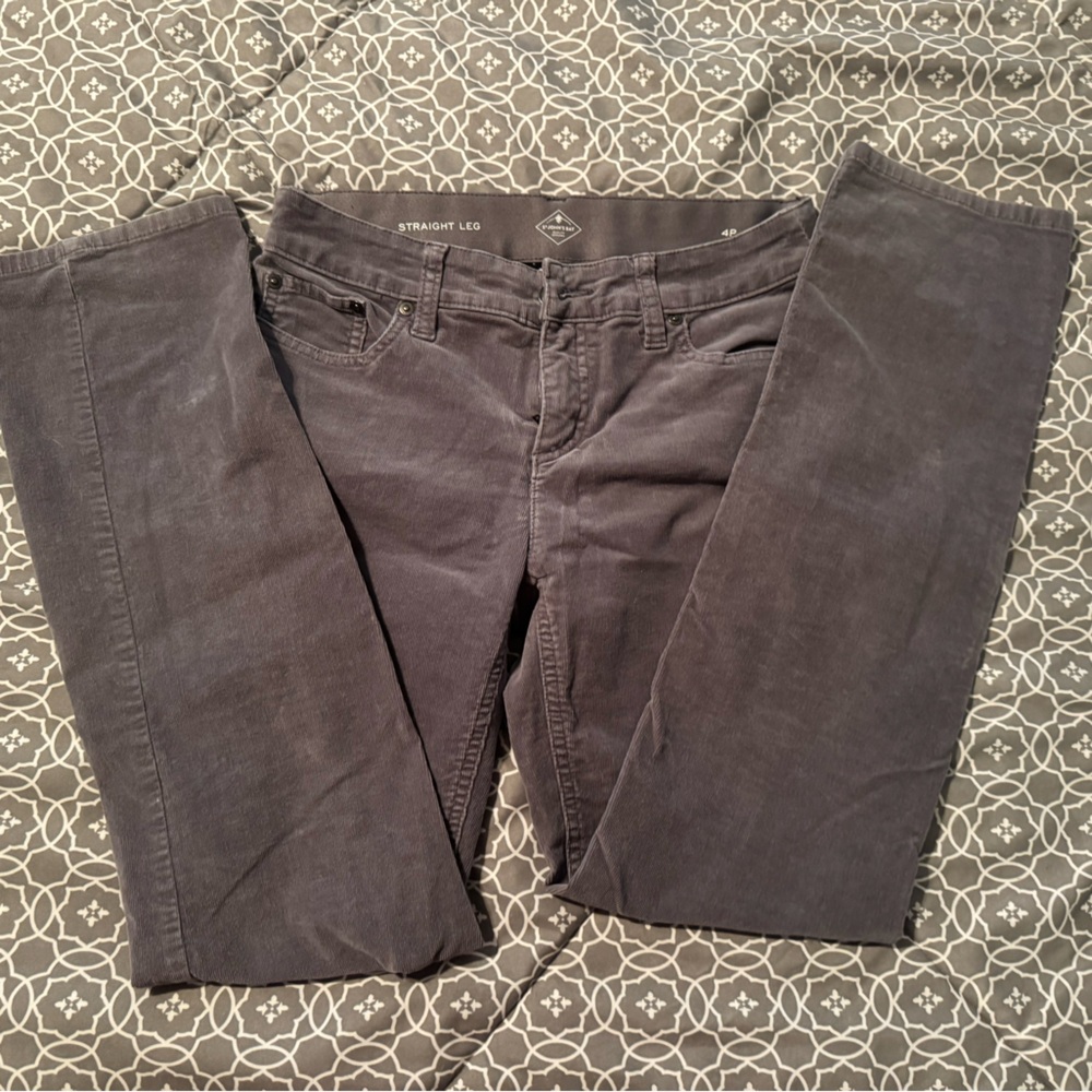 Corduroy, grey jeans St. Johns Bay straight petite size 4 EUC